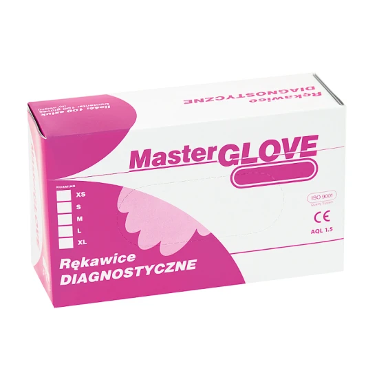 Rękawice nitrylowe bezpudrowe Master Glove 100szt rozmiar S różowe