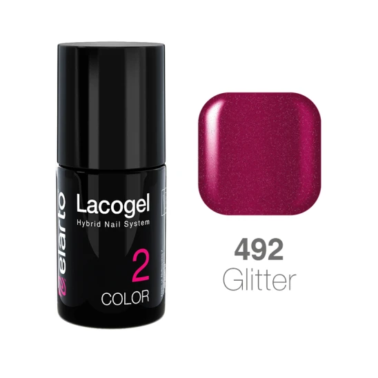 Lakier hybrydowy Lacogel nr 492 - rubinowy brokat 15ml