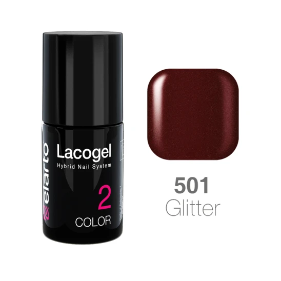 Lakier hybrydowy Lacogel nr 501 - czekoladowy brąz brokat 15ml