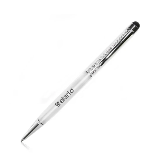 Długopis Touch Pen z cyrkoniami i firmowym logo (biały)