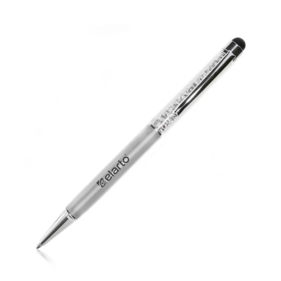 Długopis Touch Pen z cyrkoniami i firmowym logo (srebrny)