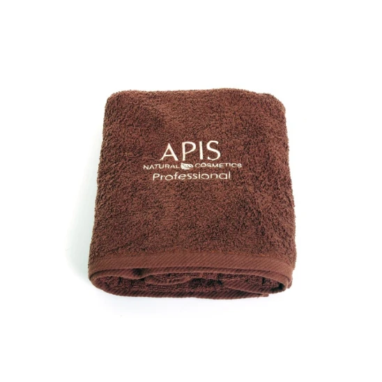 Ręcznik frotte brązowy z logo 50x90cm