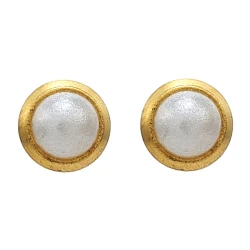 Kolczyki 7531-0301 biała perła w złotej oprawie 2szt