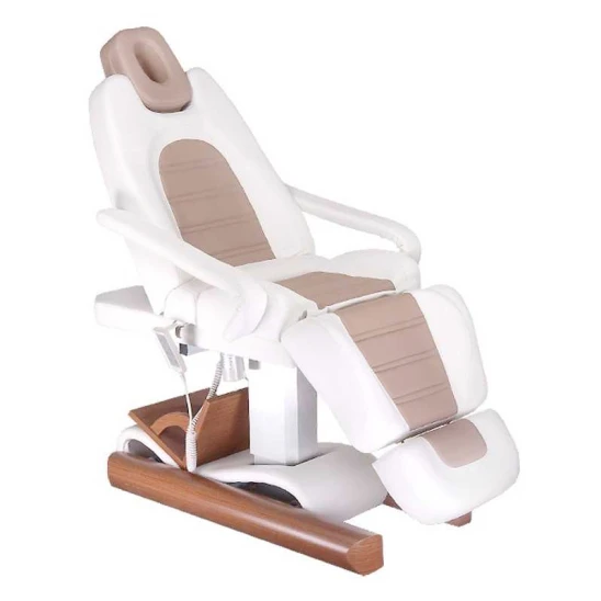 Elektryczny fotel kosmetyczny biało-beżowy