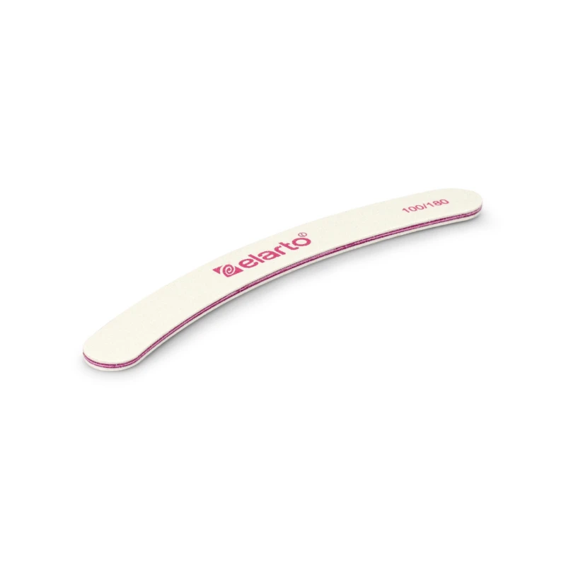 Pilnik bumerang / banan z logo 100/180 biały z różowym środkiem