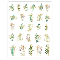 Naklejki do zdobienia paznokci Gold & Plants Nail Art Stickers