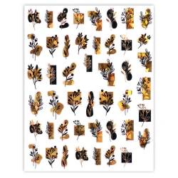 Naklejki do zdobienia paznokci Black & Gold Flowers Nail Art Stickers