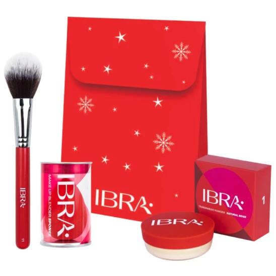 Zestaw świąteczny Gift Set 4 (puder + gąbka do makijażu + pędzel do pudru)