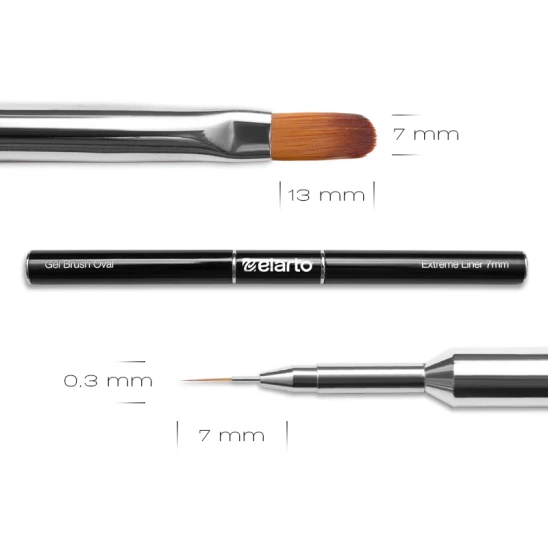 Pędzel do żelu i zdobień z metalową rączką Gel Brush Oval & Extreme Liner 7mm