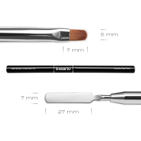 Pędzel dwustronny z metalową rączką Gel Brush Oval Mini nr 2 & Acrylic Gel Tool