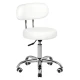 Taboret kosmetyczny obrotowy 007 z oparciem (biało-srebrny)