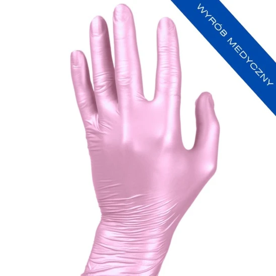 Rękawiczki nitrylowe bezpudrowe Beaute Luxe Pearl Pink (S) 50szt