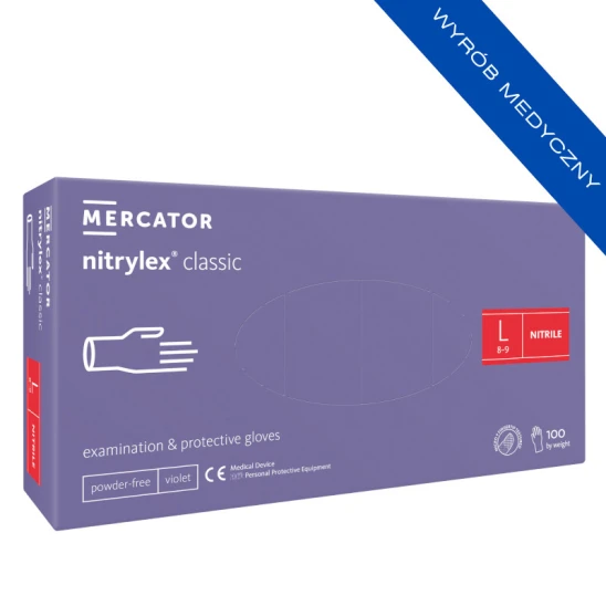 Rękawiczki nitrylowe bezpudrowe Nitrylex Classic Violet (L) 100szt
