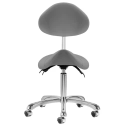 Taboret kosmetyczny 1004 z profilowanym siedziskiem i oparciem (szaro-srebrny)