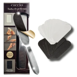 Tarka metalowa do pedicure Cuccio + nakładki ścierne 50szt