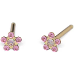 Kolczyk BABY do przekłuwania uszu 7581-60155 Stokrotka w odcieniach różu