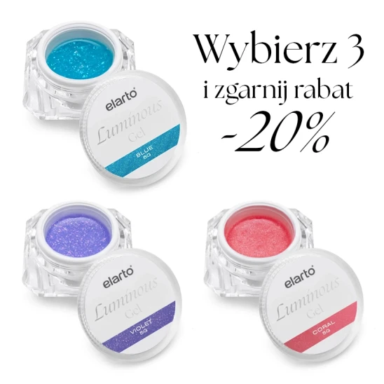 Wybierz 3 żele budujące elarto Luminous Gel 5g i zgarnij rabat -20%
