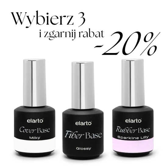Wybierz 3 bazy hybrydowe elarto 15ml i zgarnij rabat -20%