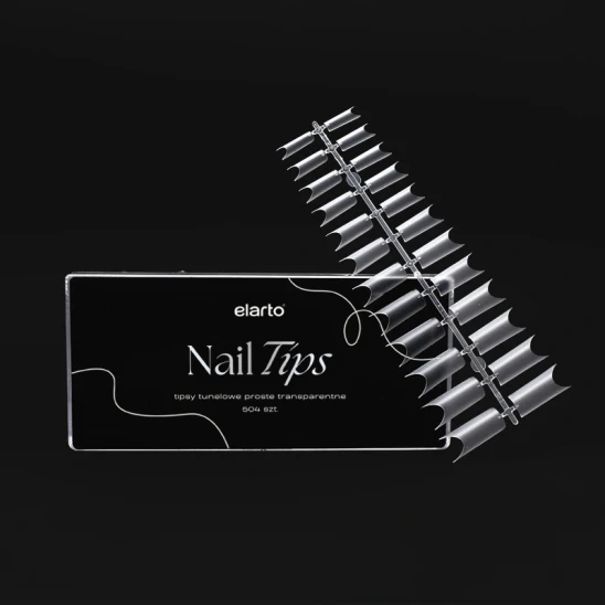 Tipsy tunelowe proste clear Nail Tips do przedłużania paznokci 504szt