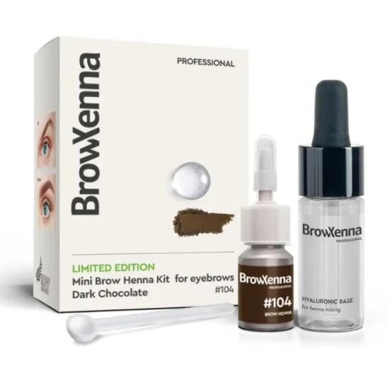 Henna pudrowa 104 Dark Chocolate 3ml + baza hialuronowa Hyaluronic Base 10ml