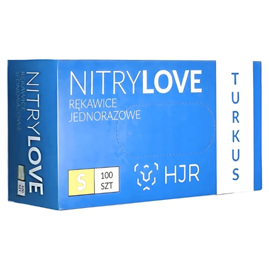 Rękawiczki nitrylowe bezpudrowe HJR Turkus (S) 100szt