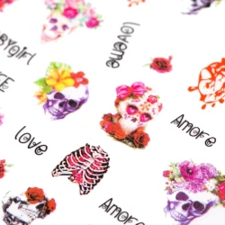 Naklejki do zdobienia paznokci Floral Skulls Nail Art Stickers