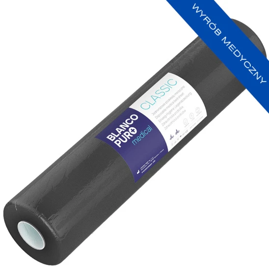 Podkład medyczny jednorazowy z włókniny fizeliny 60cm x 50m czarny