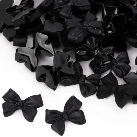 Kokardki 3D do zdobienia paznokci Black Bow Charm 100szt