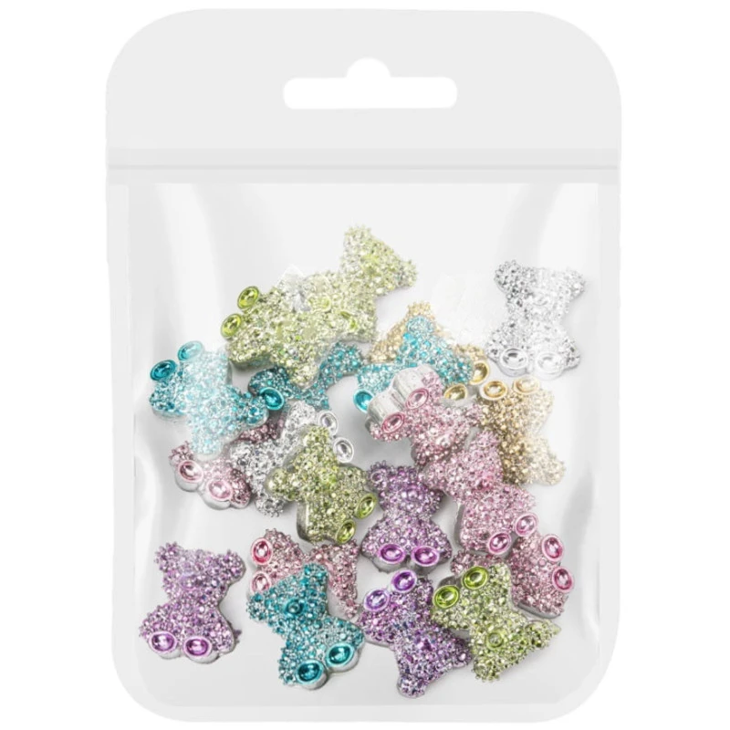 Misie 3D do zdobienia paznokci Colorful Jewel Teddy Bear Charm 20szt