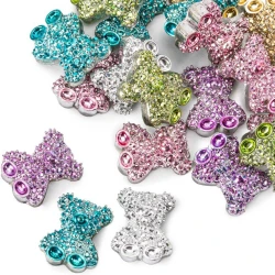Misie 3D do zdobienia paznokci Colorful Jewel Teddy Bear Charm 20szt