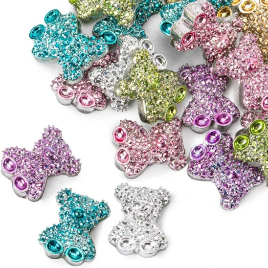 Misie 3D do zdobienia paznokci Colorful Jewel Teddy Bear Charm 20szt