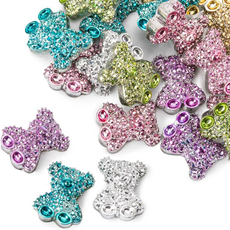 Misie 3D do zdobienia paznokci Colorful Jewel Teddy Bear Charm 20szt