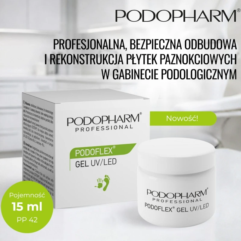 Żel do rekonstrukcji płytki i mocowania klamer Podoflex Gel UV/LED 15ml