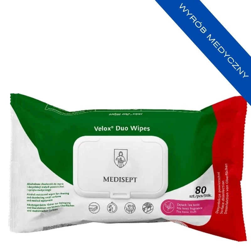 Chusteczki bezalkoholowe Velox Wipes NA do dezynfekcji powierzchni 80szt