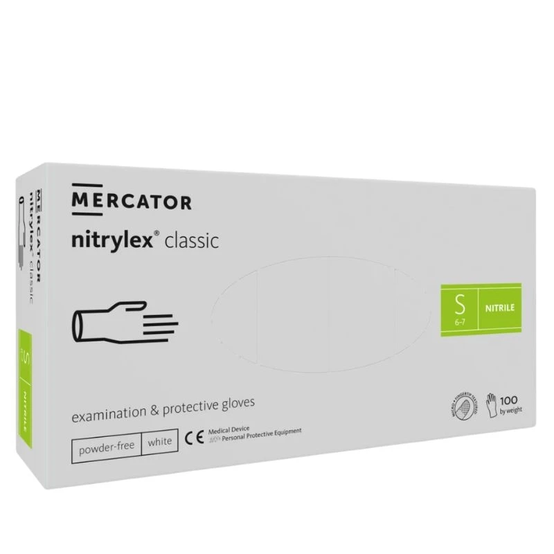 Rękawiczki nitrylowe bezpudrowe Nitrylex White (S) 100szt