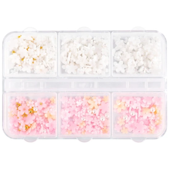 Ozdoby do dekoracji paznokci Daisy Flowers & Caviar Beads Tricolor