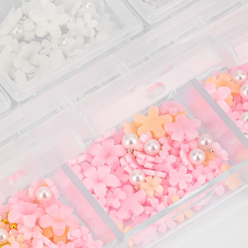 Ozdoby do dekoracji paznokci Daisy Flowers & Caviar Beads Tricolor