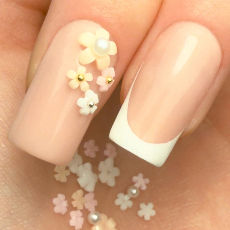 Ozdoby do dekoracji paznokci Daisy Flowers & Caviar Beads Tricolor