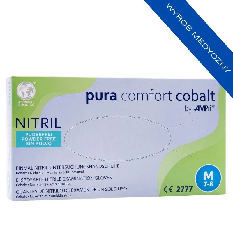 Rękawiczki nitrylowe bezpudrowe Pura Comfort Cobalt (M) 100szt