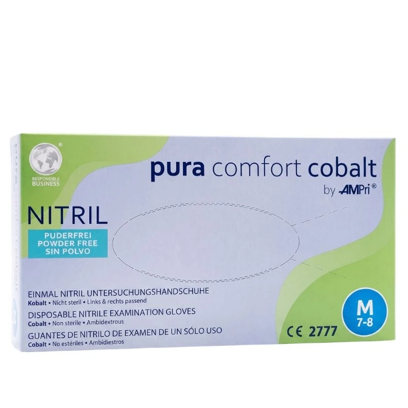 Rękawiczki nitrylowe bezpudrowe Pura Comfort Cobalt (M) 100szt