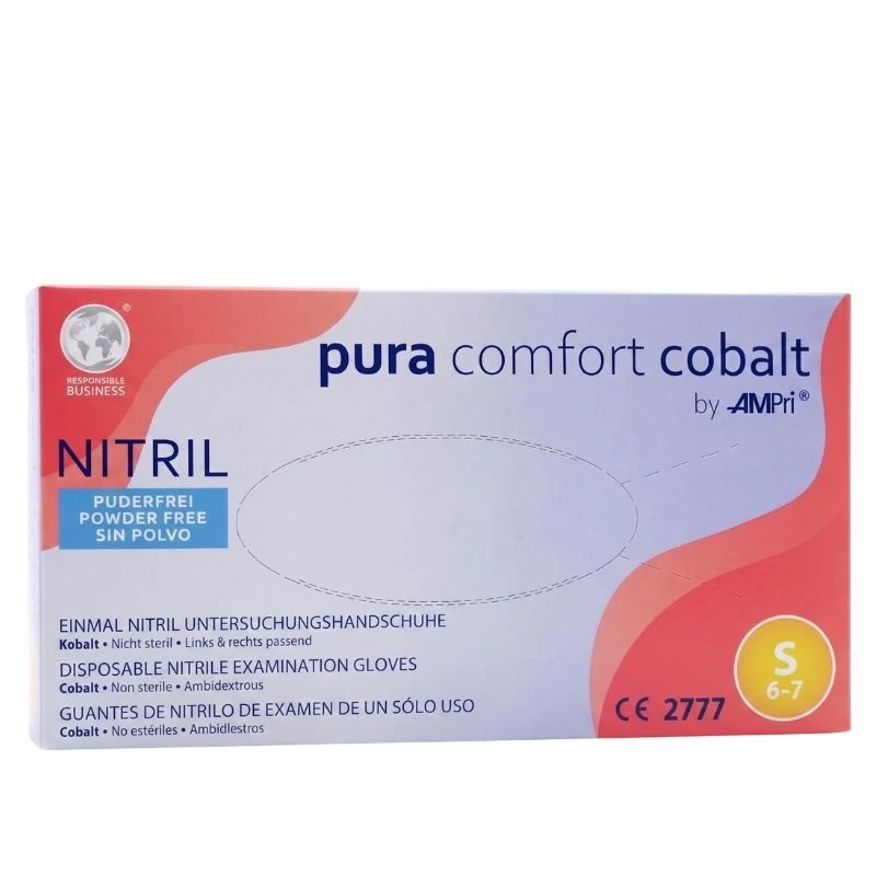 Rękawiczki nitrylowe bezpudrowe Pura Comfort Cobalt (S) 100szt
