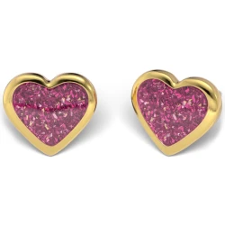 Kolczyk do przekłuwania uszu 7523-3565-EU Różowe Serce w złotej oprawie