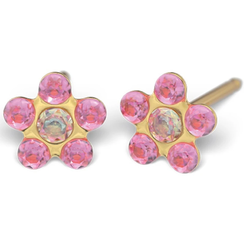 ST75 KOLCZYK STOKROTKA KRYSZTAŁ GÓRSKI/RÓŻA ZŁOTA 1SZT