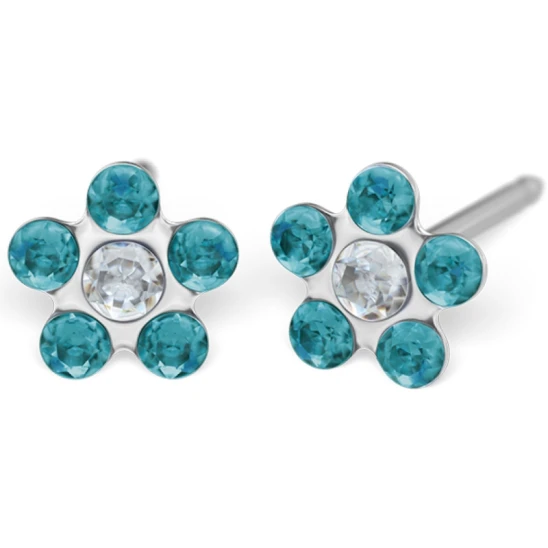 Kolczyk do przekłuwania uszu 7512-6124-EU Stokrotka w odcieniach turkusu