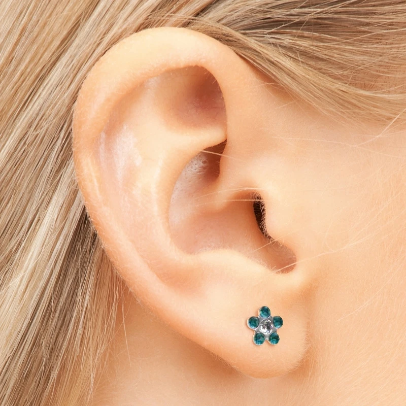 Kolczyk do przekłuwania uszu 7512-6124-EU Stokrotka w odcieniach turkusu