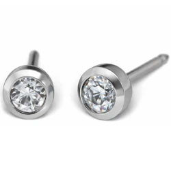 Kolczyk do przekłuwania uszu 7512-0260 Cubic Zirconia w srebrnej oprawie 4mm