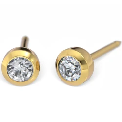Kolczyk do przekłuwania uszu 7511-0260 Cubic Zirconia w złotej oprawie 4mm