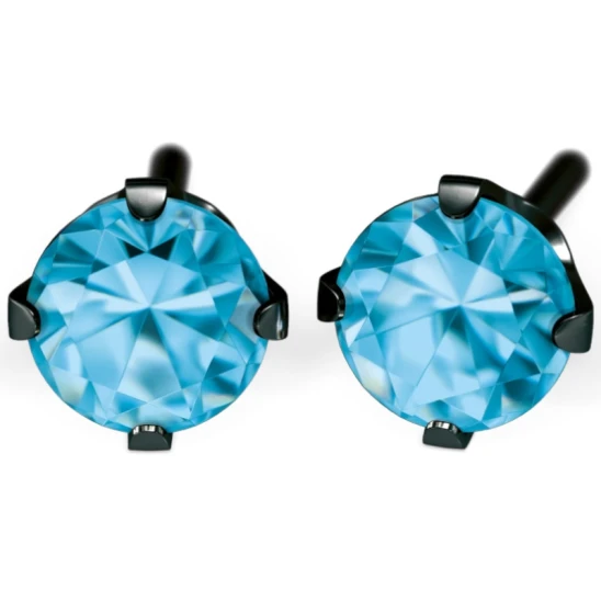 ST75 KOLCZYK CUBIC ZIRCONIA BLUE 4MM W PAZURKACH CZARNY 1SZT