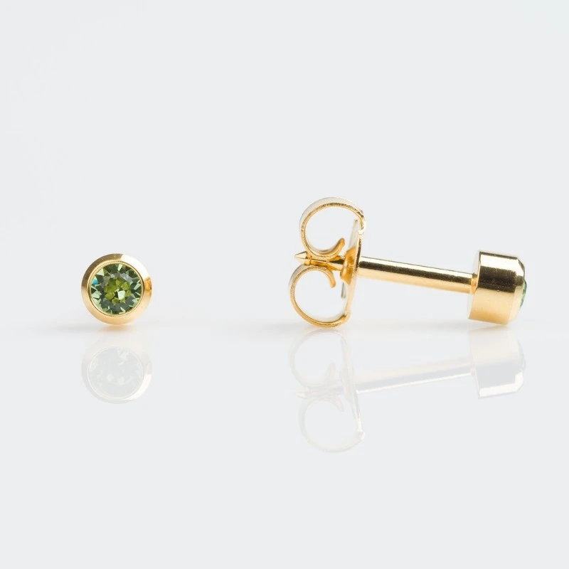 Kolczyki peridot w złotej oprawie R208Y (regular) 2szt