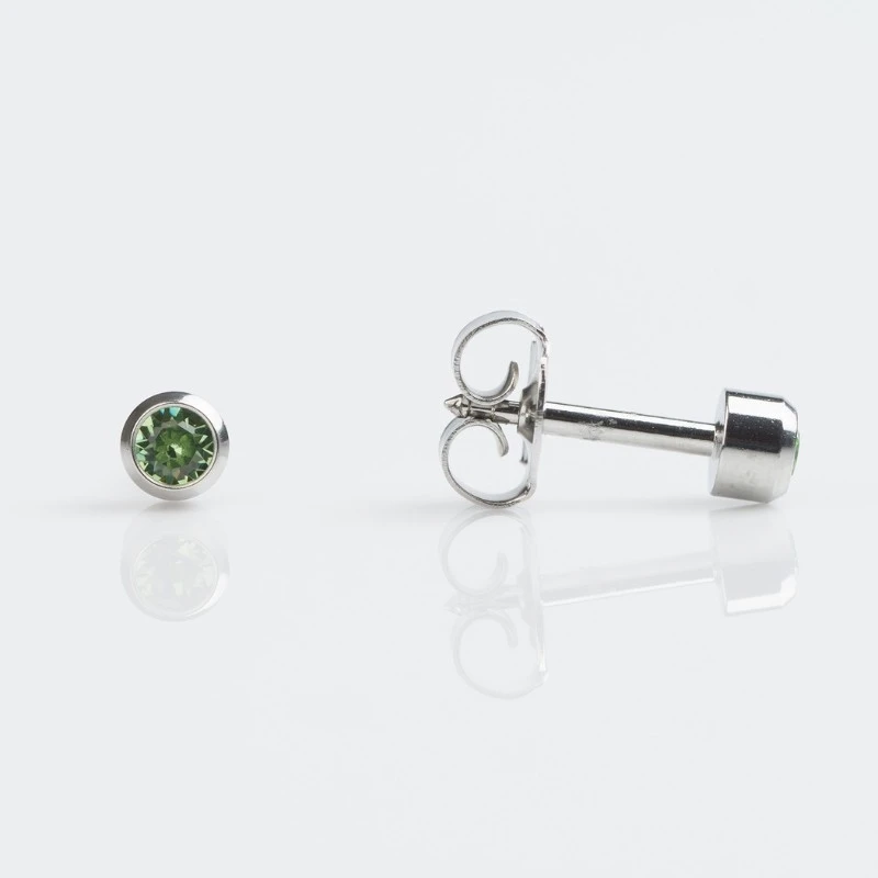 Kolczyki peridot w srebrnej oprawie R208W (regular) 2szt